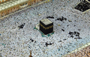 The Kaaba in Makka at prayer time