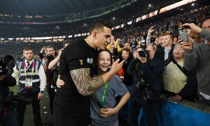 Sonny Bill Williams with his young fan, Charlie Lines
